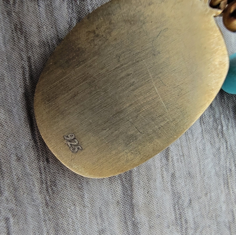 New Turquoise Stone Necklace boho sterling silver handmade unique - Picture 6 of 6